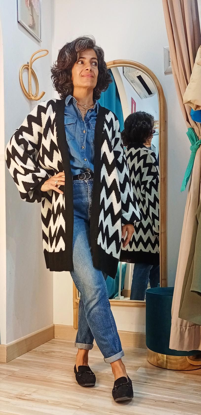 Maxi chaqueta zigzag