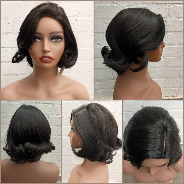 Classic Side Part Synthetic Wig – Soft Body Wave Bob | Natural Black