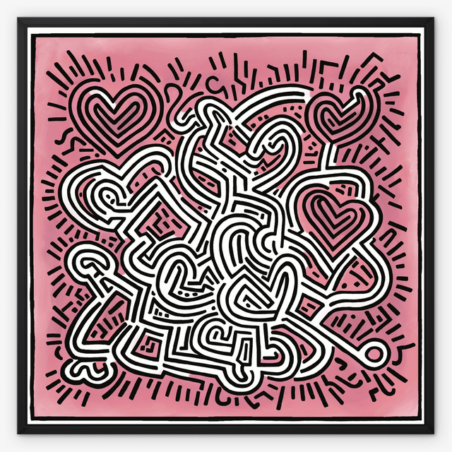 Abstract Graphical Wall Art, Framed Canvas Unique Art, Statement Art, Inspired by Keith Haring, Home Decor