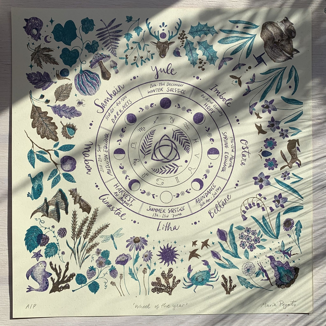 'Wheel of the Year' Risograph Print