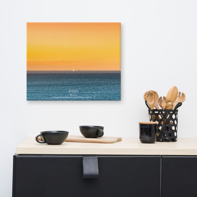  Canvas sunset sea boat 