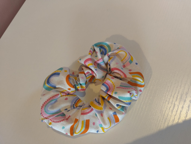 Handmade scrunchie- Rainbow