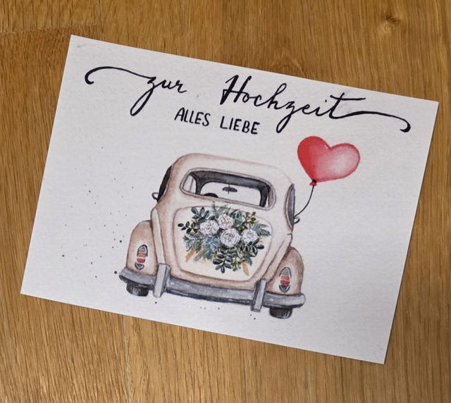 Postkarte "Hochzeit" | Kunstdruck DIN A6 300g | Handgemalte Grußkarte & liebevolle Deko |