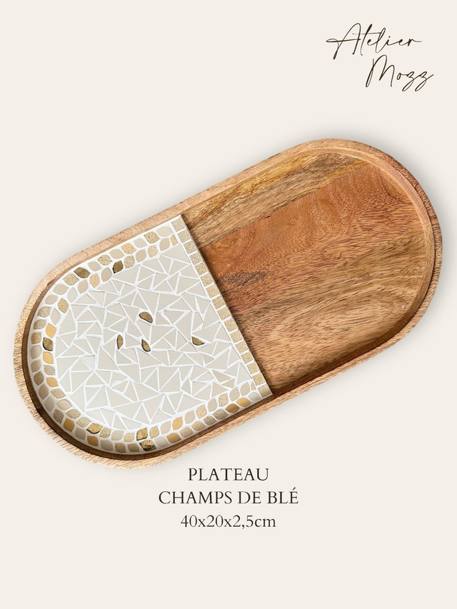 CHAMPS DE BLE, Plateau en mosaïque de grés cérame