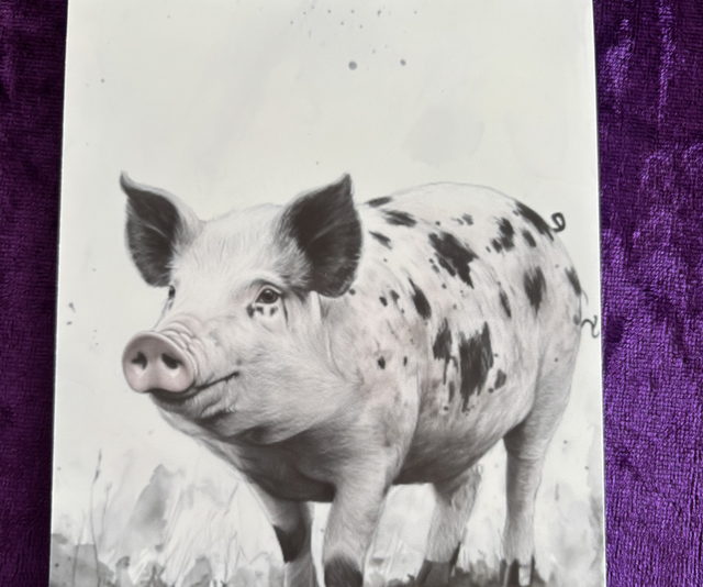 Plain Note Pad Pig white/ black