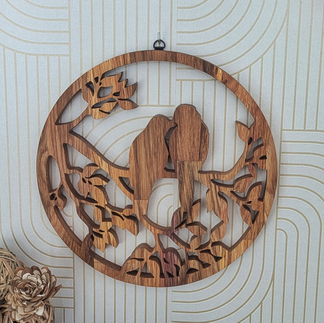 Tableau oiseaux inséparables en chêne