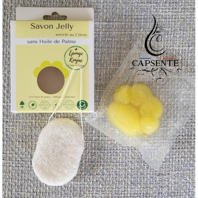 Savon Jelly avec Eponge Konjac enrichi au Citron