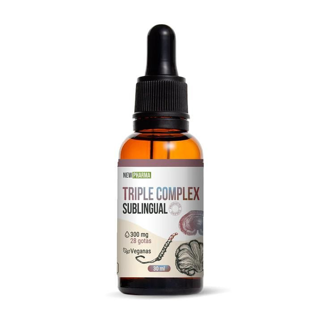 Triple Complex Sublingual Newpharma Sin Sabor – Melena de León, Reishi y Cordyceps 3:1