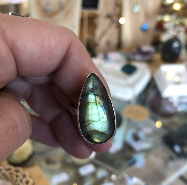Bague labradorite &amp; argent 925 T52 