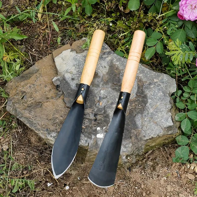 Lot de 2 pelles en métal pour le jardinage, le désherbage,