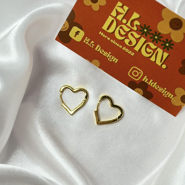 Gold Heart Hoops