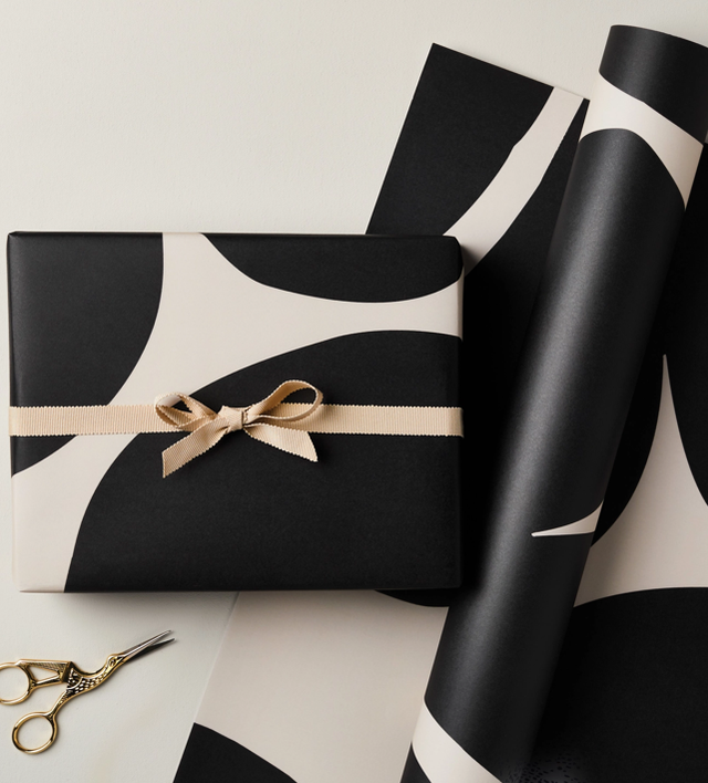 Abstract Black &amp; Cream Wrapping Paper