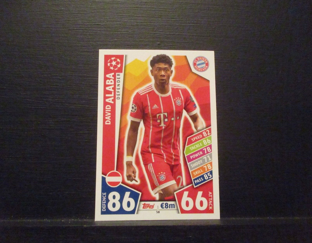 David Alaba - UEFA Champions League Match Attax 2017/18 Original Trading Card #58
