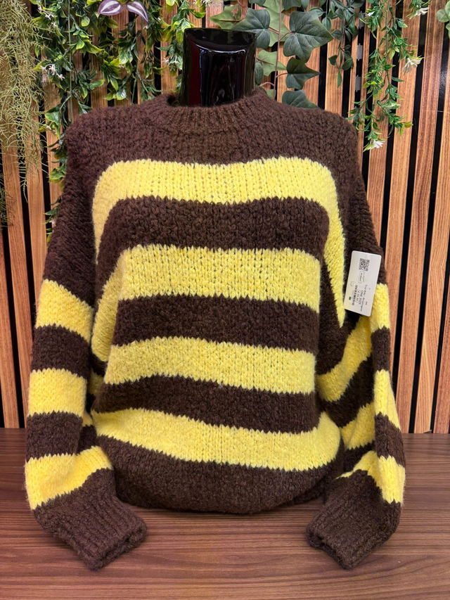 Trui Bibi - Bruin/geel