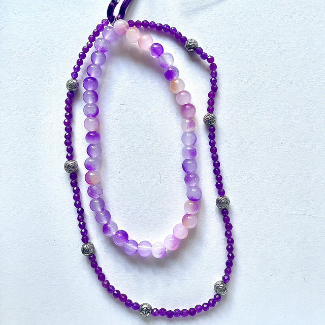 D22 - Dragonne perles en verre et acier inoxydable