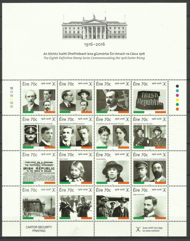 Ireland  2016 Centenary of the Easter Rising Sheet  MNH