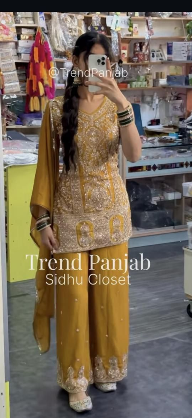 Mustard Yellow Heavy Handwork Sharara