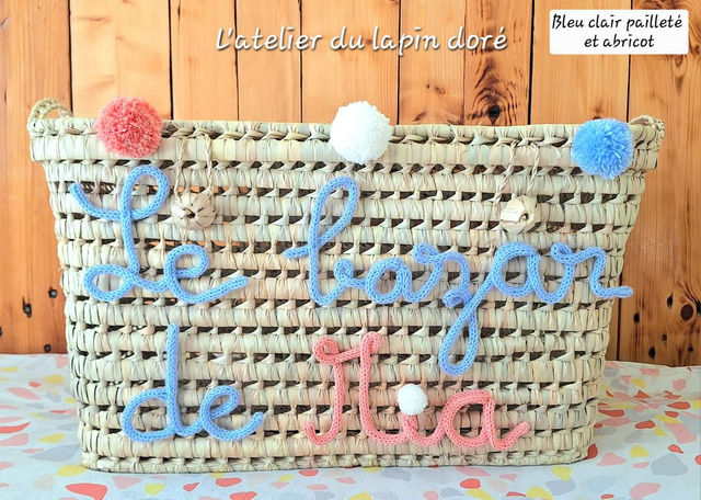 Malle de rangement en tricotin personnalisée