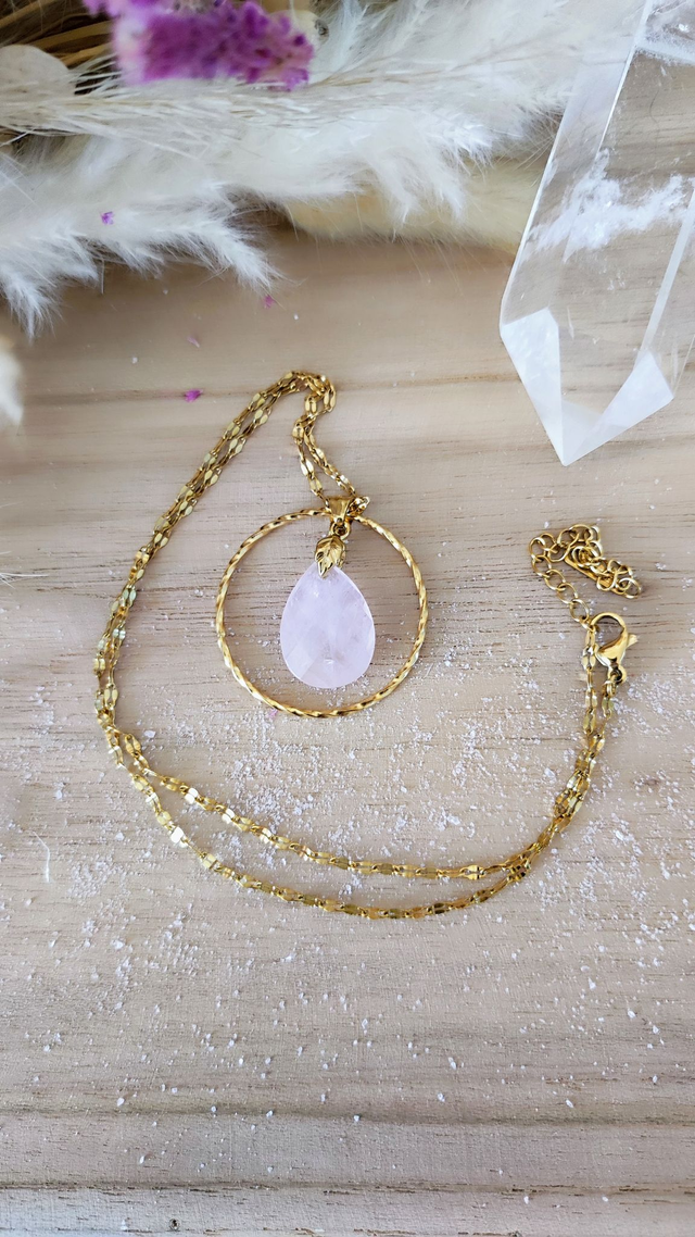 Collier "Évidence" Quartz rose