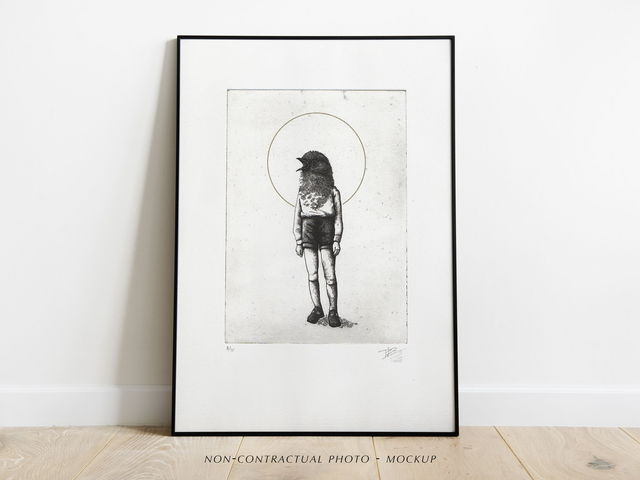 Fine art etching / Not framed / The Warbler Bird