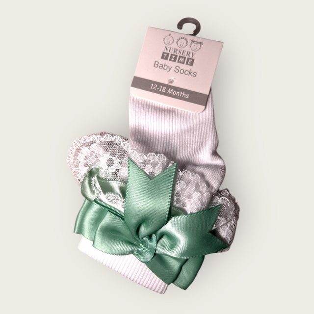 Baby’s Sage Bow Frill Socks 