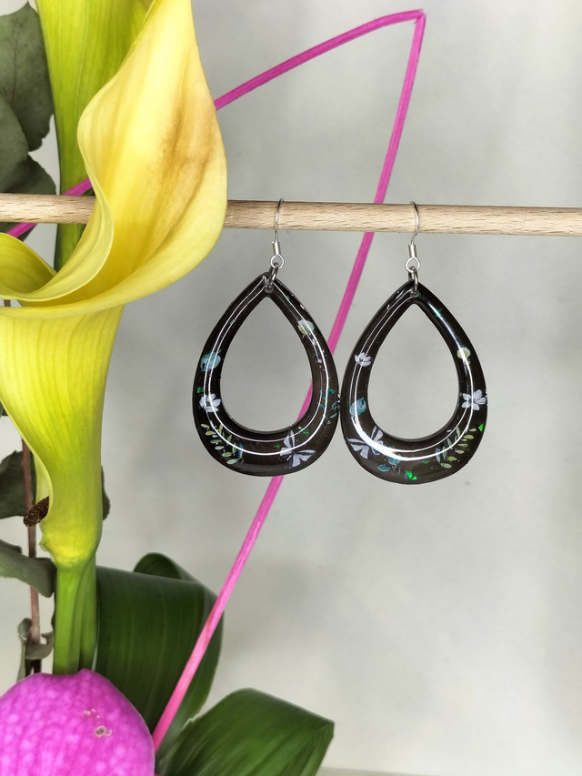 Boucles gouttes ajourées noires