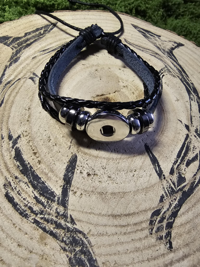 Bracelet cuir noir triple 