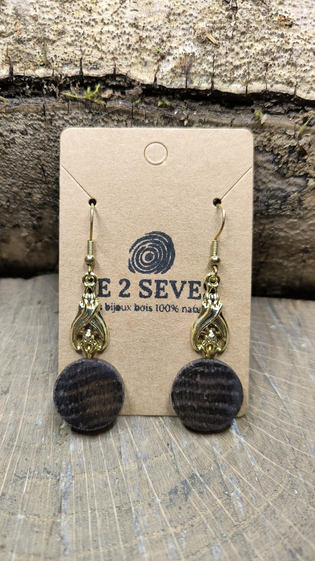 Boucles d'oreilles pendantes bois de Morta - 240212