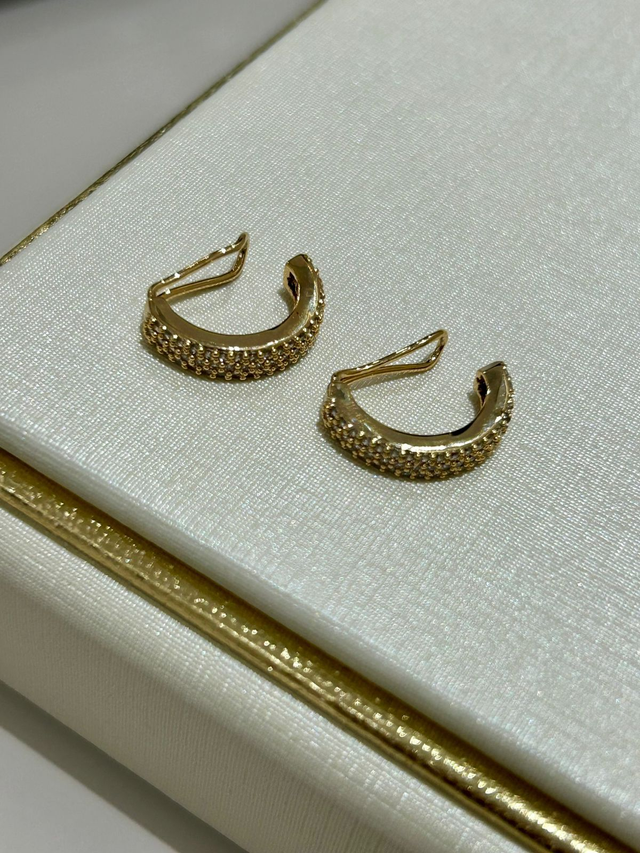 PIERCING FAKE OURO 18K CRISTAL CRAVEJADO C/ MICROZIRCÔNIAS