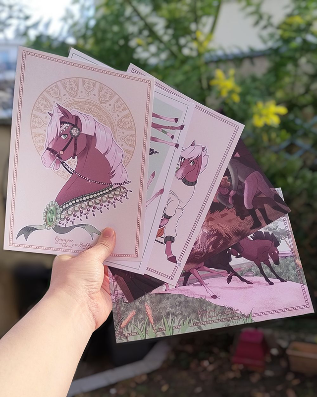 Cartes llustrations Réincarnée dans mon cheval