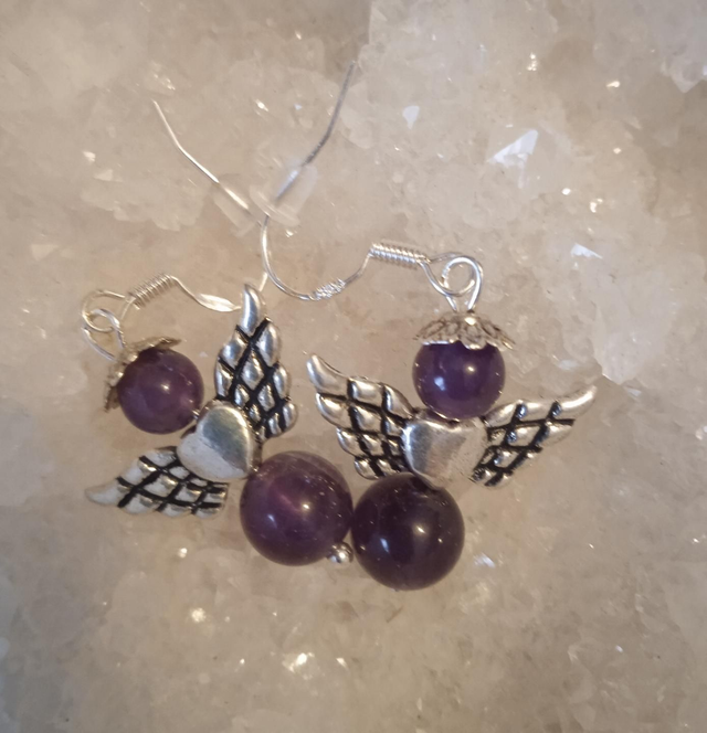 améthyste (boucles d'oreilles "anges") 