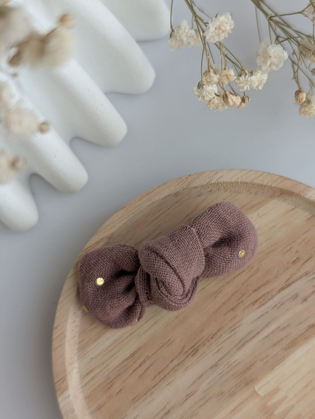 Barrette noeud Romie à pois doré