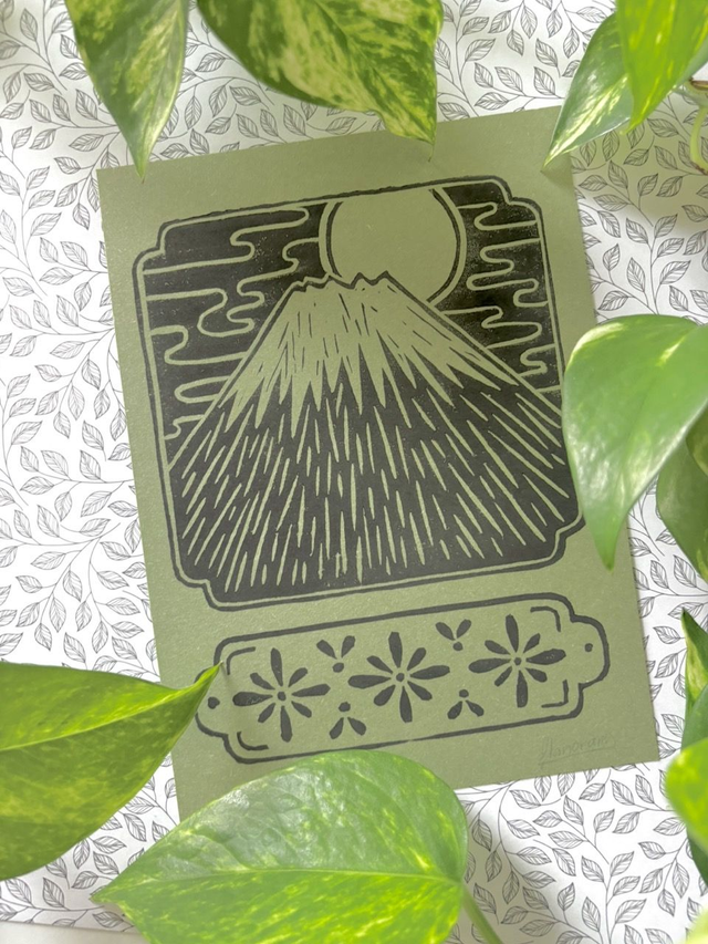 Dreaming of Fujisan ~ Linogravure A5