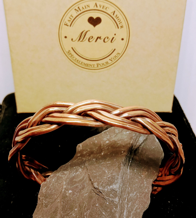 Bracelet cuivre pur, tréssé 6 fils