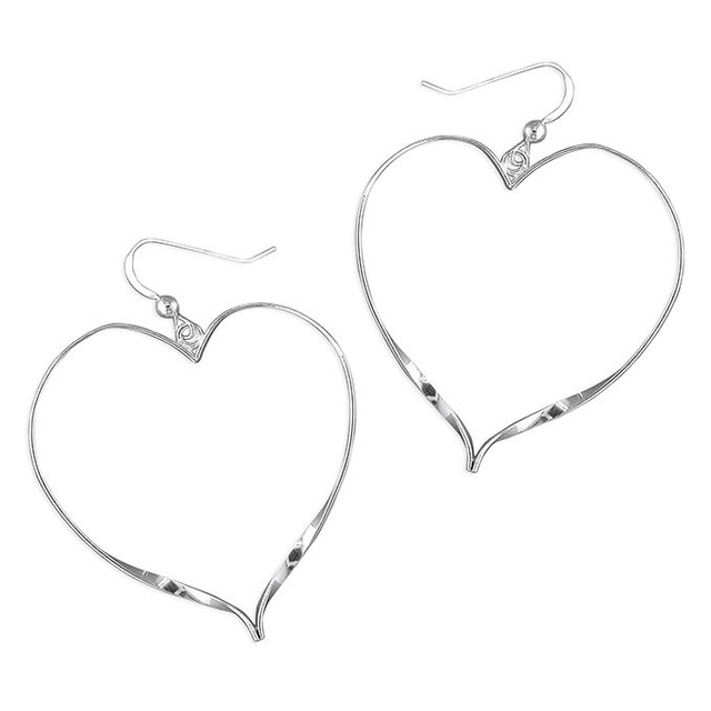 Silver twisted heart drop earrings- CR8403