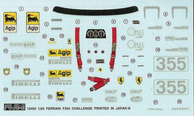 Ferrari F355 Challenge 1:24 Decal Fujimi