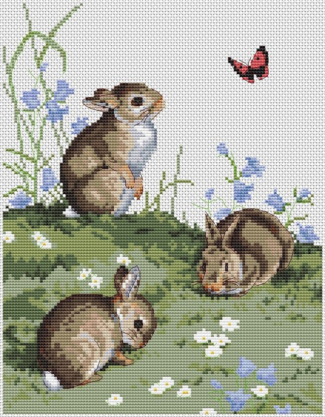 CWOC STICH - The natural world Bunnies and Butterflies NWC06