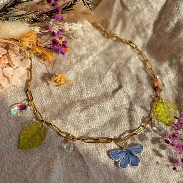 Common Blue Butterfly Charm Necklace