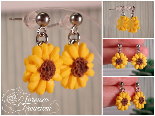 Orecchini pendenti girasole