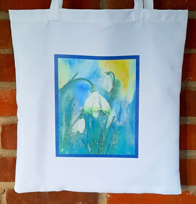 Tote Bag with Snowdrop Artwork