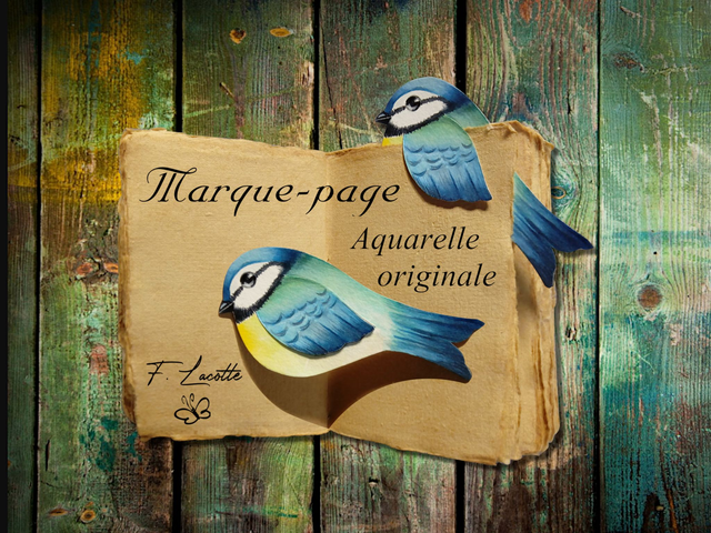 Marque-page pop up aquarelle "Rouge-gorge"  Mésange