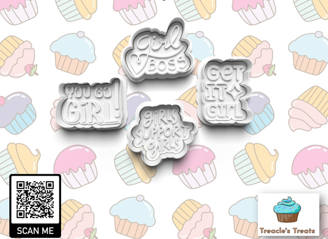 Girl Power Theme Fondant/cookie stamps with cutters