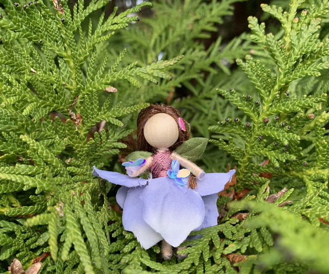 Mini Lilac Flower Fairy with Shimmering Butterfly