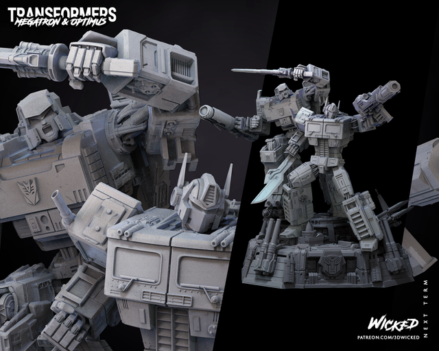 DIORAMA TRANSFORMERS OPTIMUS &amp; MEGATRON série movie