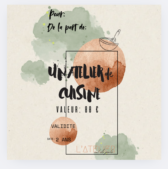 BON CADEAU ATELIER de CUISINE
