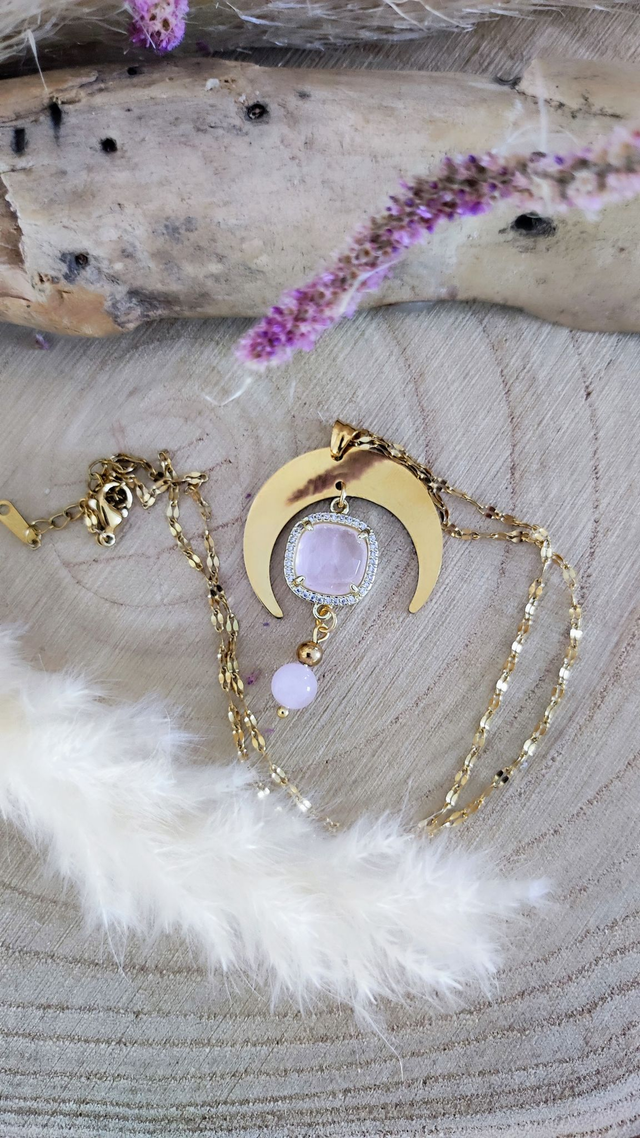 Collier "Astral" Quartz rose