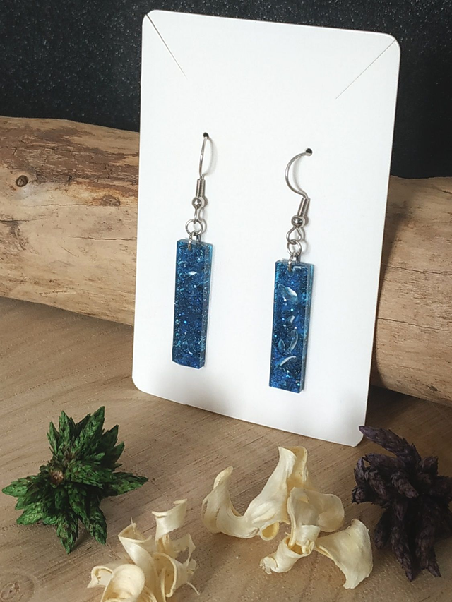 Boucles d'oreilles chinois bleu étoilé