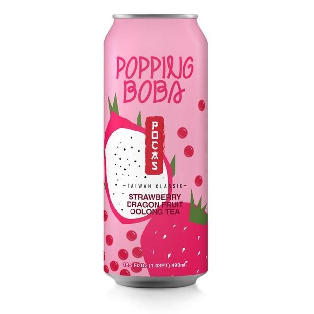 Pocas Popping Boba Strawberry Dragon Fruit Oolong Tea 490ml