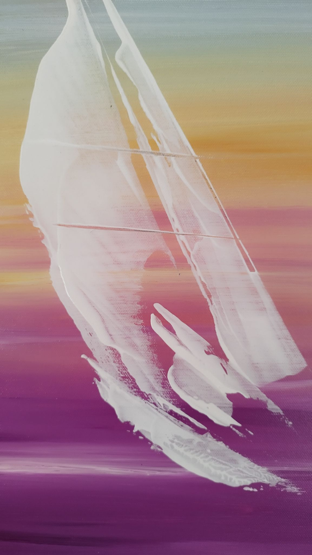 Art contemporain tableau peinture toile œuvre d'art originale bateaux voiliers