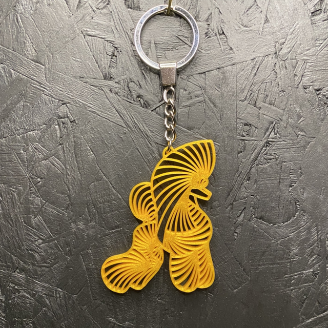 3D - Keychain Poodle Puppy Gold Sparkle